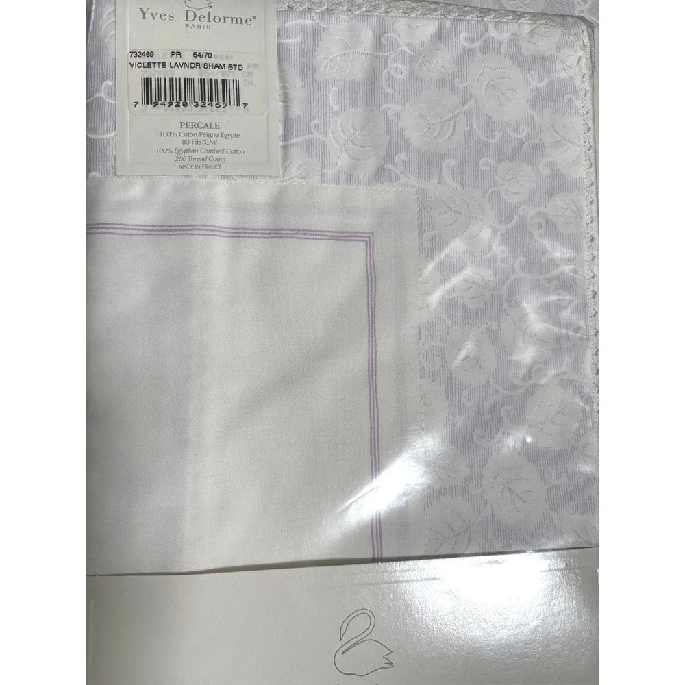Yves Delorme‎ Violette Lavender Percalle Twin Sheet Set Sham Flat Fitted NWT